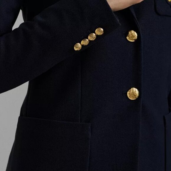 NWOT Lauren Ralph Lauren Petite Bullion Jacquard Blazer, Pettie Small (PS) Navy - Picture 6 of 7